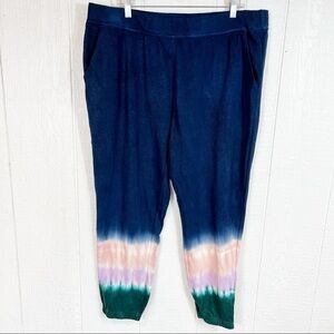 NEW Wildfox Blue Tie Dye Pull On Elastic Waist Jogger Pants Size XXL